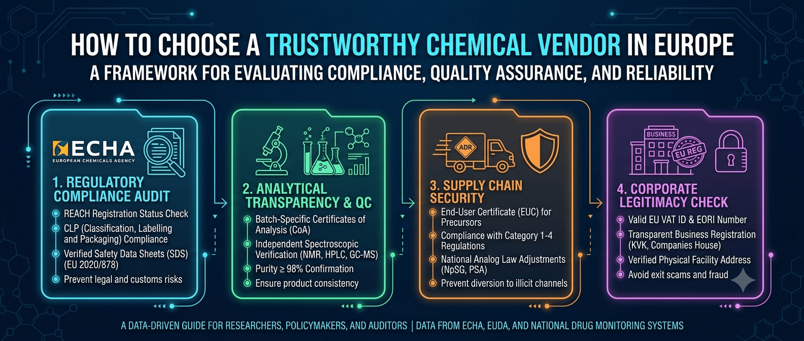Criteria for Evaluating and Selecting Trustworthy Chemical Vendors in Europe: A Compliance and Quality Assurance Framework