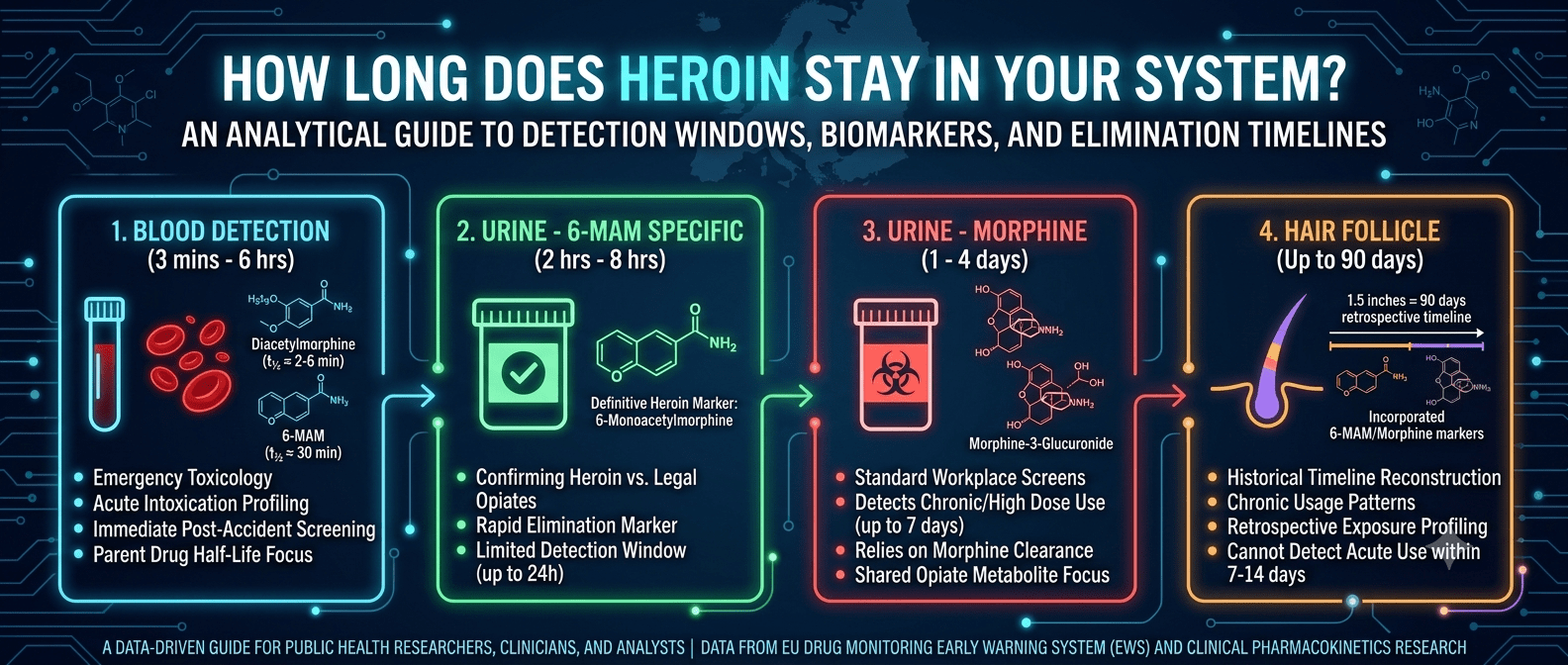 Detection Windows of Heroin: How Long Does Heroin Stay in Urine, Blood, and Hair?